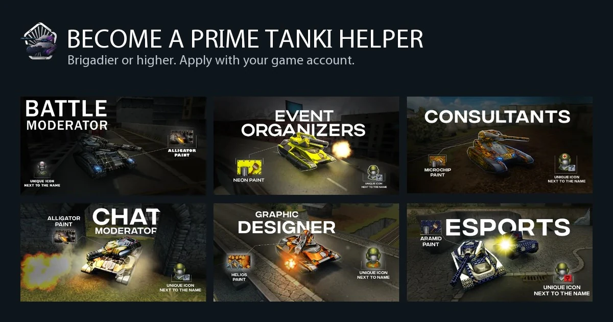 Become a Prime Tanki helper