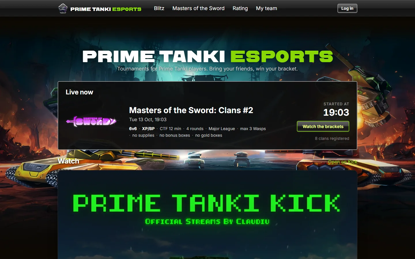 Prime Tanki-ի էսպորտի կայքը